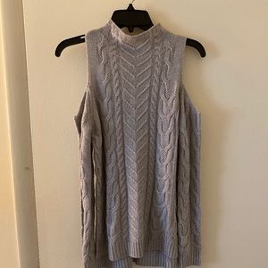Gray open shoulder sweater